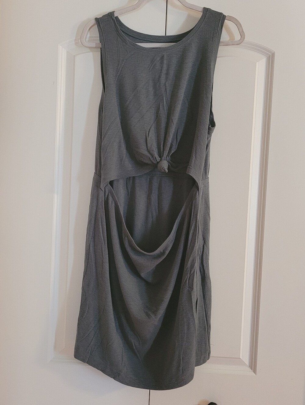 Aerie Gray Green Sleeveless Knot-Front Cut Out Coverup